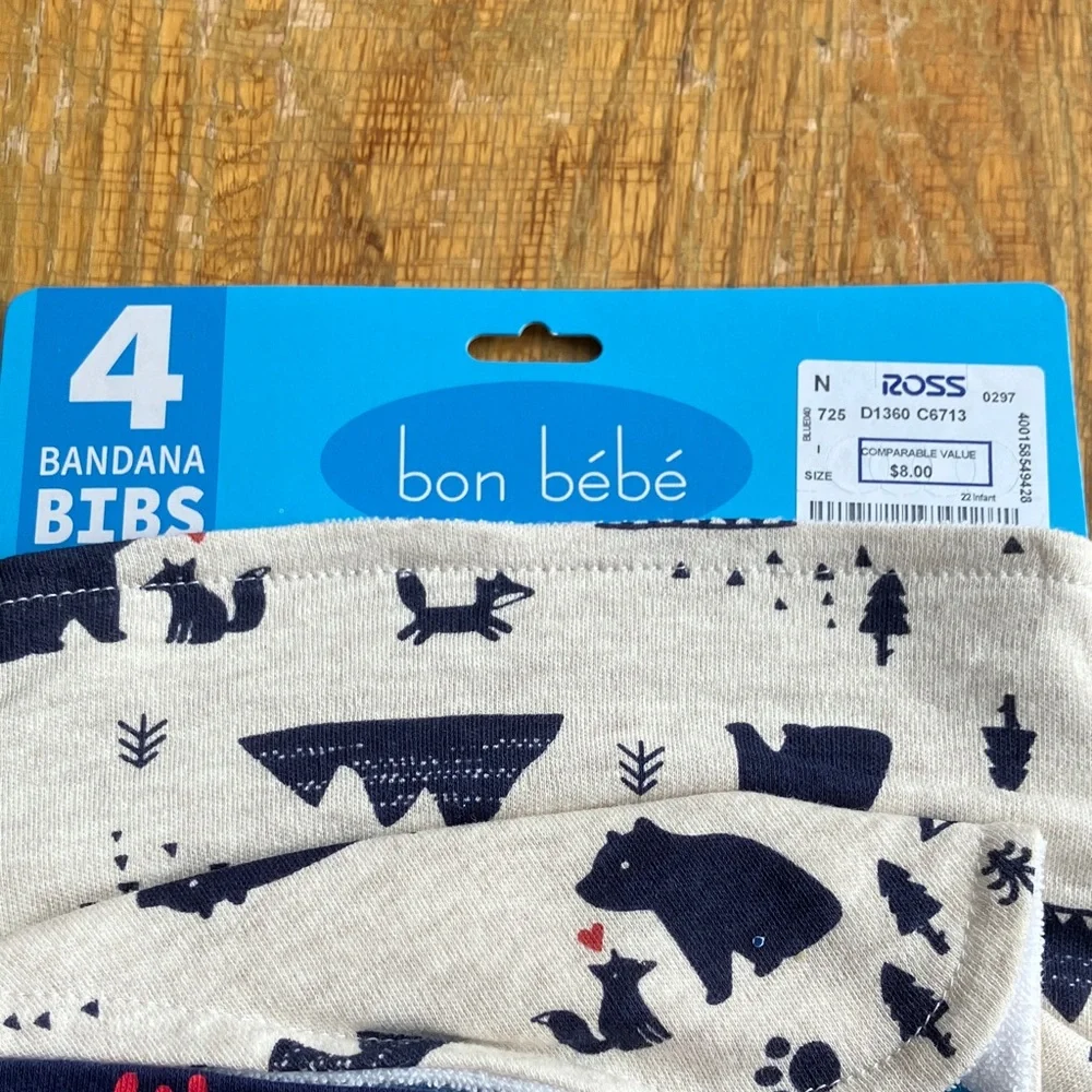Bon Bebe Bandana Bibs Set - Navy, Red, Cream